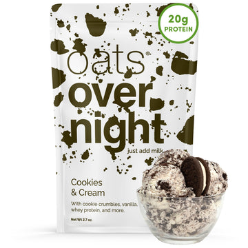 Oats Overnight Cookies & Cream Overnight Oats, 20g Protein, Gluten Free, 2.7 oz (Pack of 8)