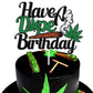 LINGBOOM Birthday Cake Topper Green Glitter Pot Leaf Decoration 9.8x15 cm Paperboard Happy Birthday
