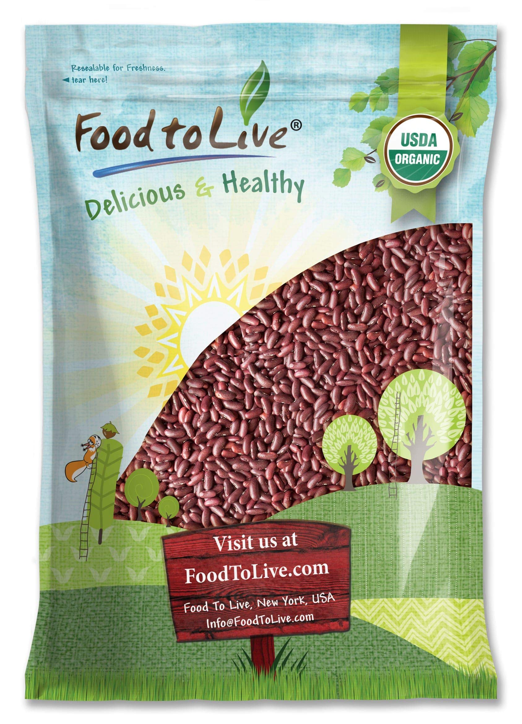 Food to Live - Organic Red Kidney Beans, 10 Pounds - Non-GMO, Dry, Raw, Sproutable, Vegan, Kosher, Bulk