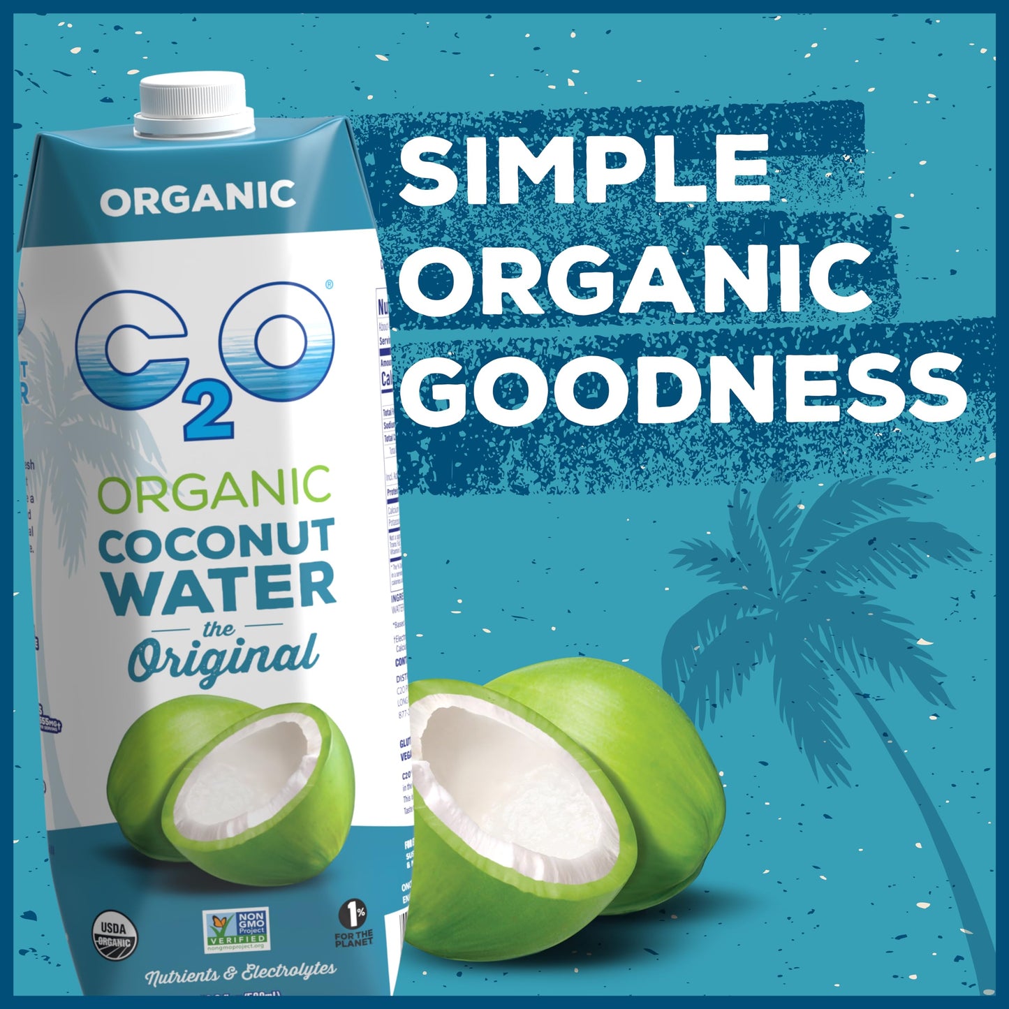 C2O - Organic Coconut Water, The Original Flavor (12 Pack) - Made With Fresh Coconut Water - Plant Based, Non Gmo - Natural Hydration, Essential Electrolytes, & Potassium - 12 Tetra Packs, 16.9 Fl Oz