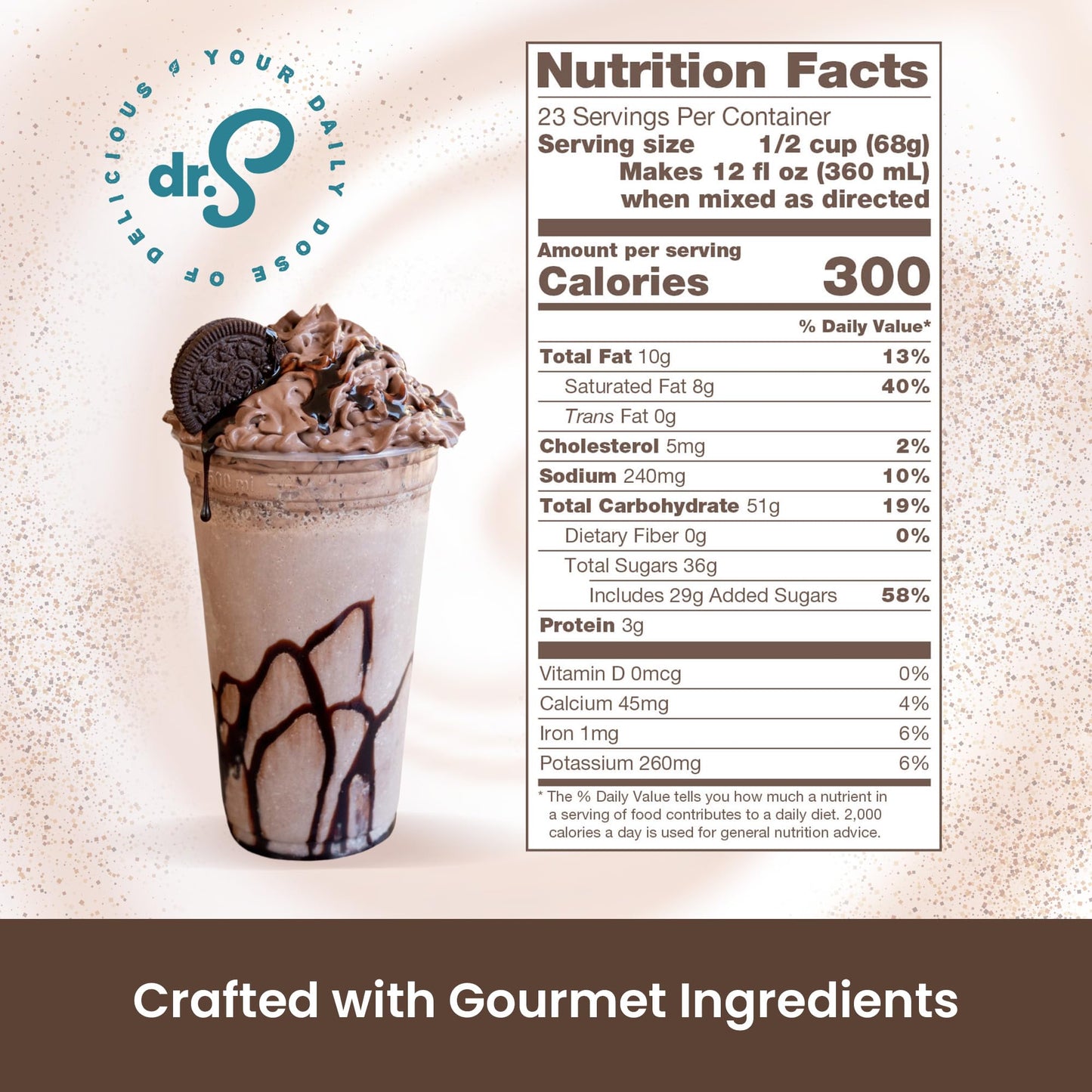Dr. Smoothie Café Essentials Cookies & Cream Frappe Mix - Caffeine-Free, No Artificial Colors or Flavors, 3.5 lb Bag