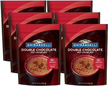 Ghirardelli Double Chocolate Hot Cocoa, 10.5 Ounce (Pack of 6), Rich Brown, Model 61699