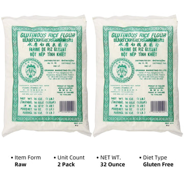 SPICEBRO Glutinous Rice Flour, 32 Ounce (2 Pack), White, Ideal for Pasta and Pastries