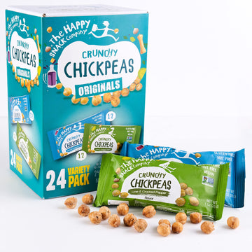 The Happy Snack Company Crunchy Chickpeas Variety Pack 24 X 1 Oz ( Sea Salt & Balsamic Vinegar Flavor And Lime & Cracked Pepper