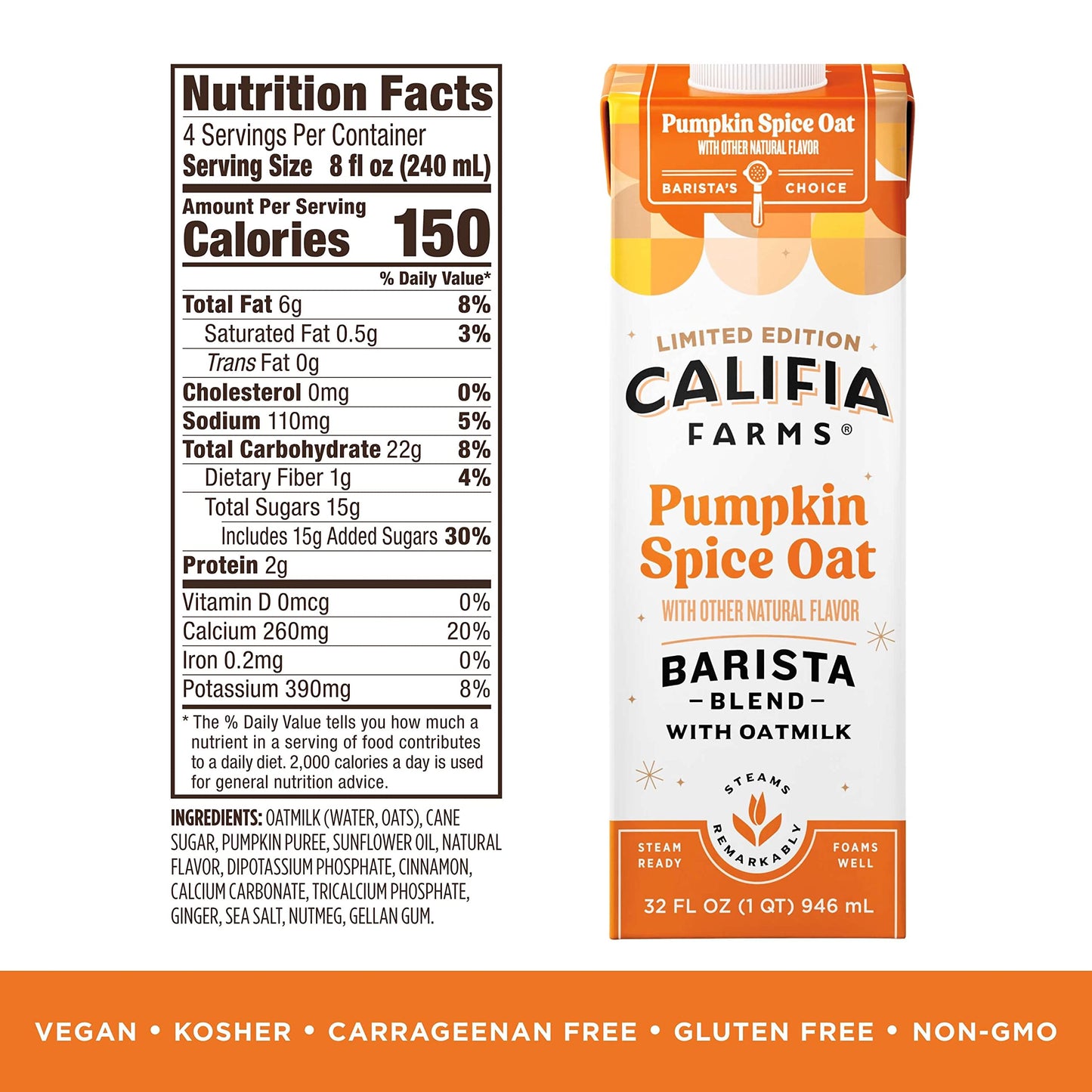 CALIFIA OATMLK PMPKNSPCE (6x32.00)