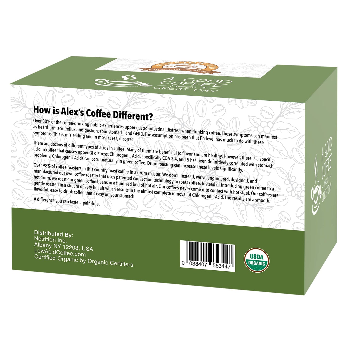 ALEXS LOW ACID ORGANIC COFFEE K-Cups, Low Acid, 12 Count, Perfect for Smooth Brewing