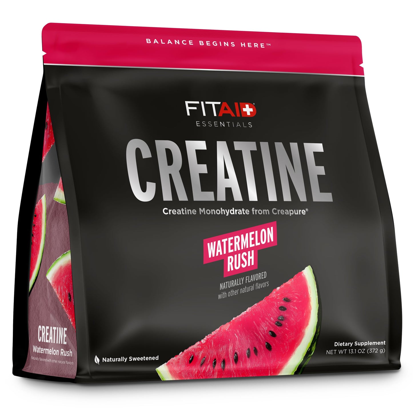 LIFEAID FITAID Essentials Creatine Powder, CreaPure Creatine Monohydrate, 60 Servings, Watermelon Rush, Zero Sugar