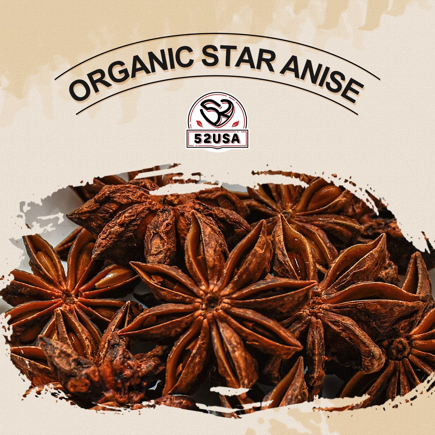 52USA Organic Star Anise, 16 Ounce (Pack of 1), NON-GMO Verified Chinese Star Anise Whole, Dried Star Anise Pods for Tea and bak