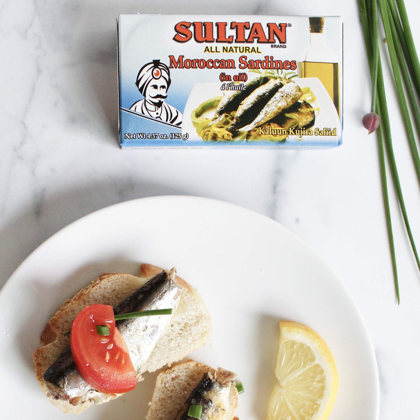 Sultan Moroccan Season Sardines in Oil, High Protein, No Additives, Paleo, Keto Friendly, 4.38oz (Pack of 50)