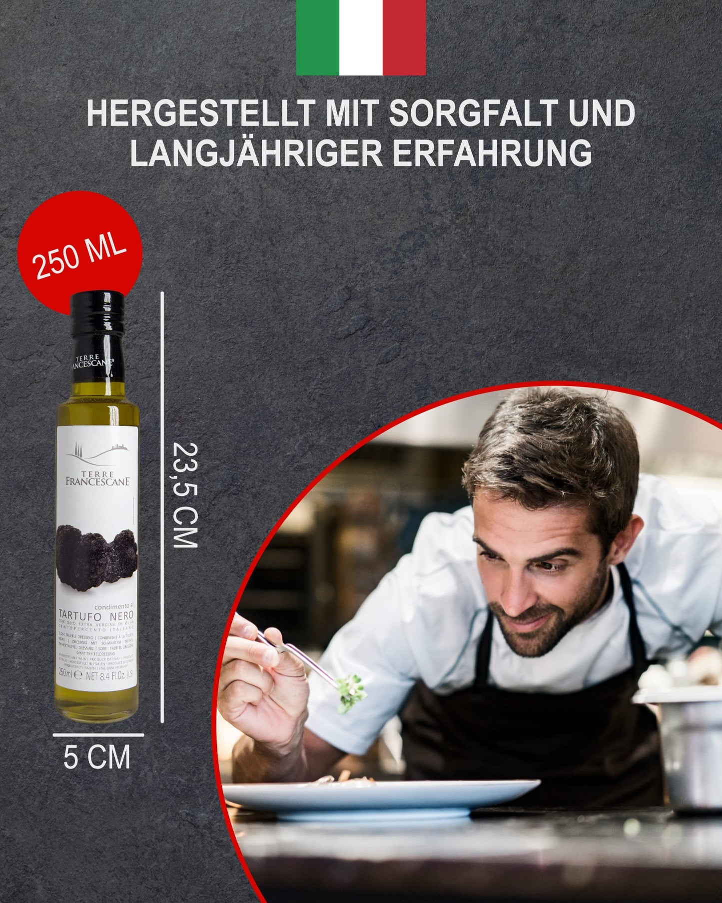 Black Truffle Dressing With 100% Italian Extra Virgin Olive Oil - 250Ml - 8.45 Fl Oz | Directly Imported From Selected Artisanal