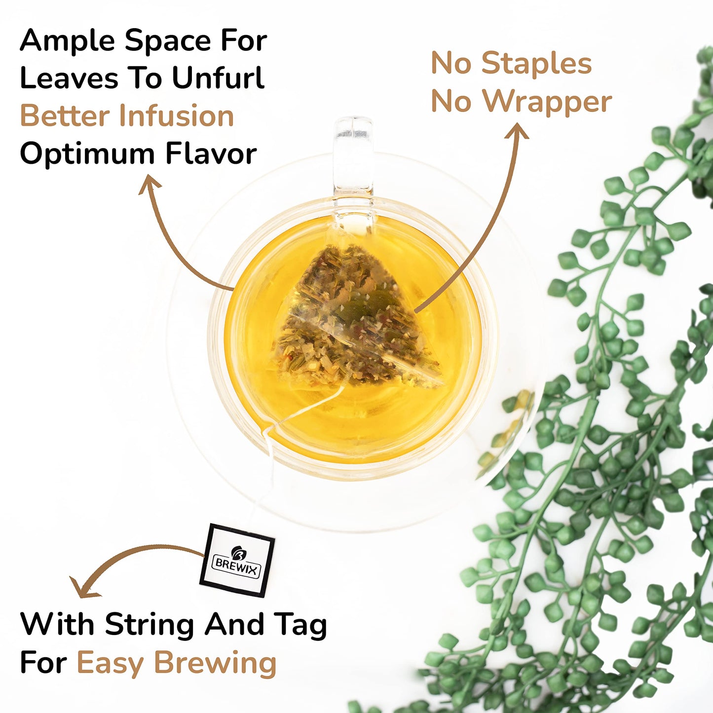 Brewix, Jasmine Green Tea (15 Pyramid Tea Bags) | Jasmine Tea Bags, Floral Aroma & Taste | High Grown Green Tea From Darjeeling