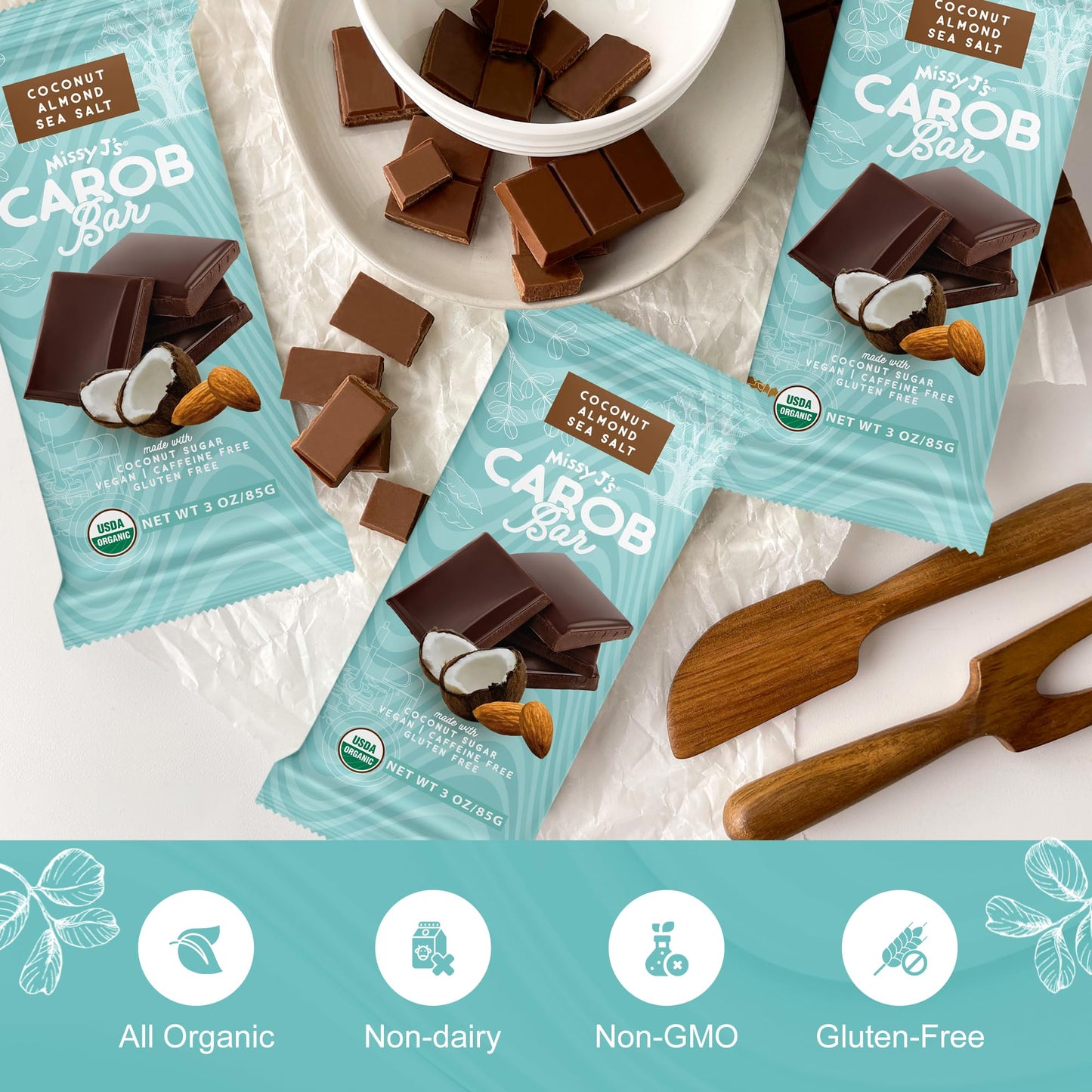 Missy Js Organic Coconut Almond Bar - Vegan, Gluten-Free, 6 Pack, 3 Oz