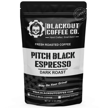 Blackout Coffee, Pitch Black Espresso Extra Dark Roast Coffee, European-Style Espresso Coffee, Aromatic, Small Batch Fresh Roast