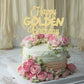 Gyufise 1Pc Happy Golden Birthday Cake Topper 1/10/15/18/21/25/30/40/100Th Birthday Cake Topper 50/60/70/80/90Th Decorations Gol