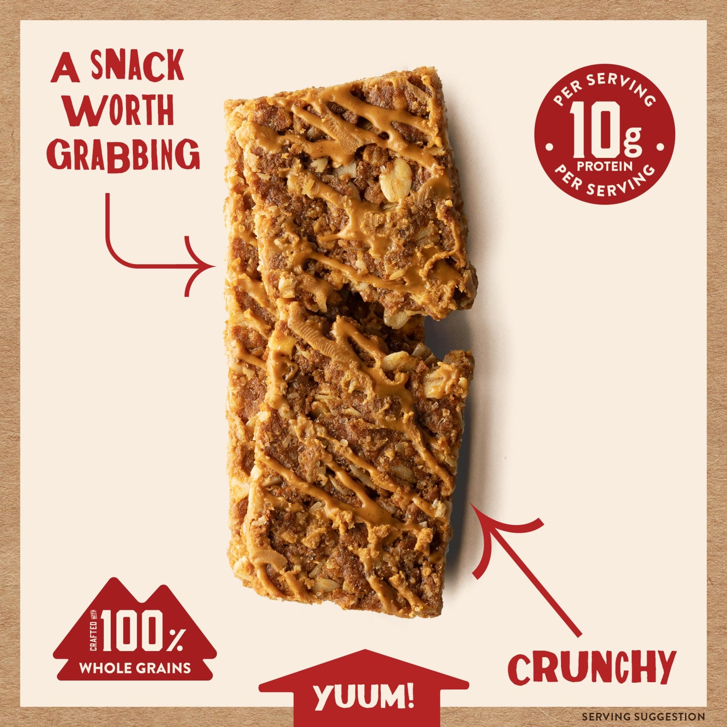 Kodiak Cakes Protein Crunchy Granola Bars, Peanut Butter, Pack of 12 Boxes