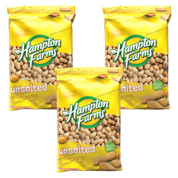 Hampton Farms - Usa Grown All-Natural - Fancy Roasted In-Shell Unsalted Peanuts - 5 Lb. Bags - 3 Pack
