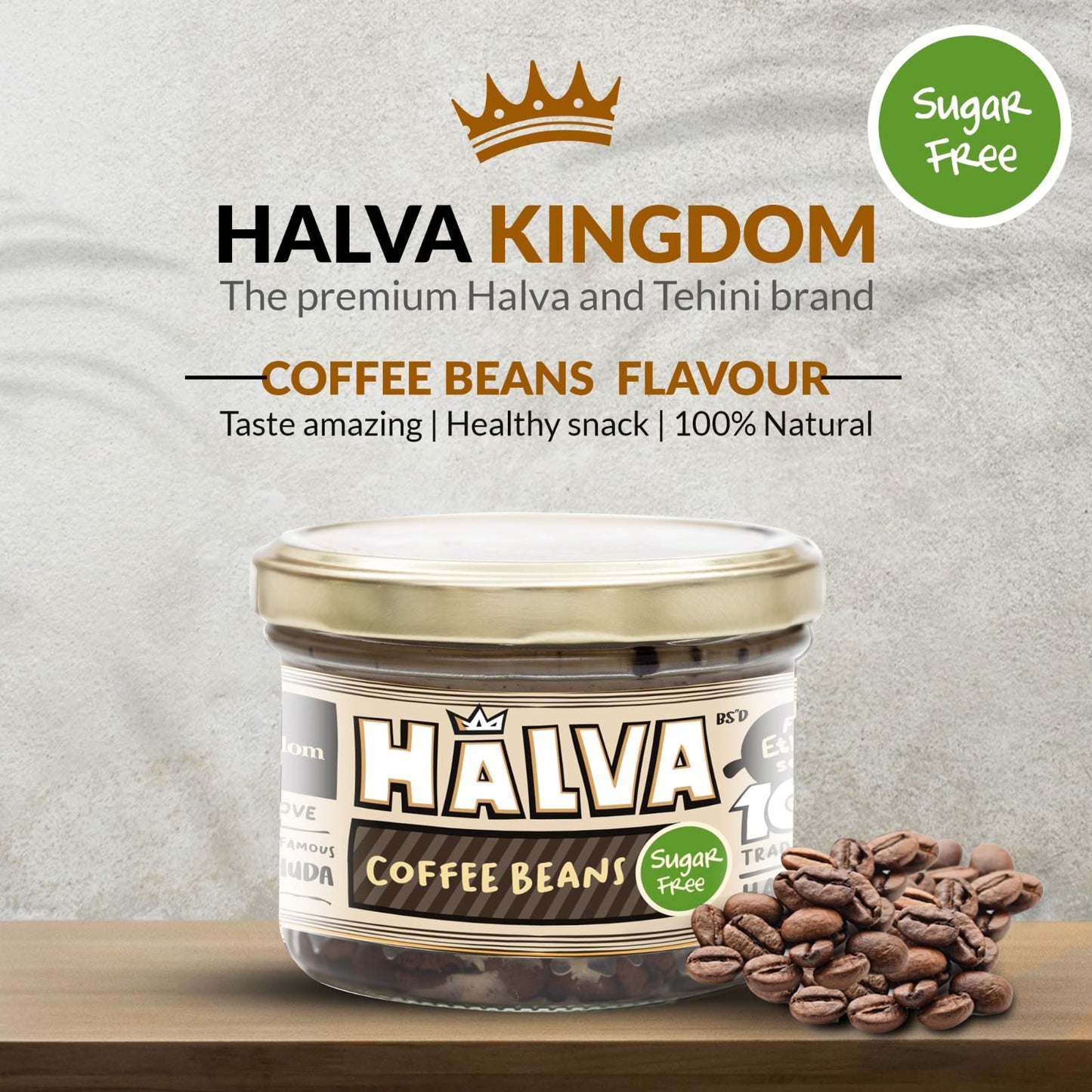 Halva Kingdom Open Sesame Sugar Free Halva Vegan Dessert | Healthy Ingredients, Gluten Free, Kosher Certified Jar (Sugar Free Co