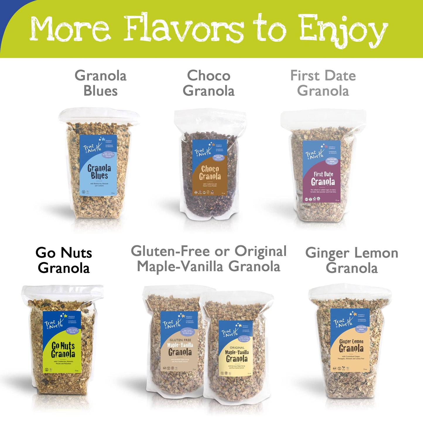 True North Granola - Go Nuts Granola With Dried Cranberries, Almonds, Coconut, Pecans And Pistachios, All Natural And Non-Gmo, B