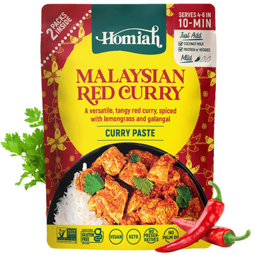 Homiah Red Curry Paste - 7 Oz - Gluten Free, Non-Gmo Malaysian Curry Paste - Vegan Red Curry Paste, Thai Essentials For Kitchen