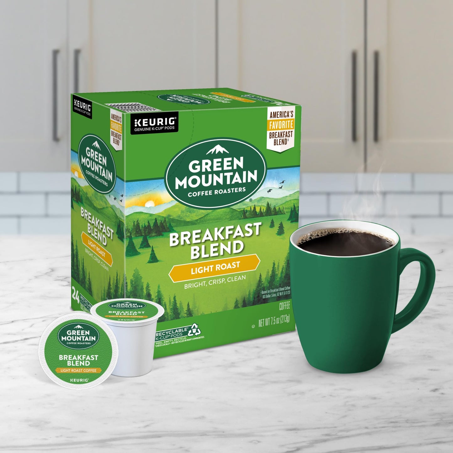 Green Mountain Coffee Roasters Breakfast Blend Single-Serve Keurig K-Cup Pods, Light Roast Coffee, 24 Count (Pack of 4)