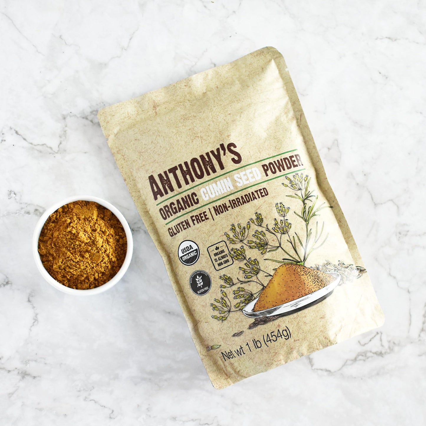 Anthonys Organic Ground Cumin, Gluten Free, Non Irradiated, 1 lb