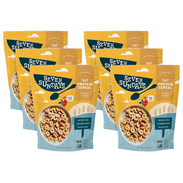 Seven Sundays Oat Protein Cereal, Simply Honey, 8 Oz Bag (Pack of 6), Gluten Free, 5g Upcycled Protein, 0g Refined Sugar, Crunch