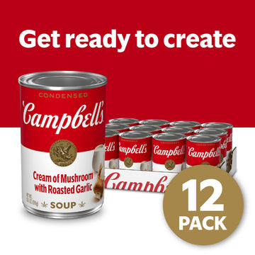 Campbell'S Condensed Cream Of Mushroom Soup With Roasted Garlic, 10.5 Oz Can (12 Pack)