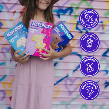 Mavericks Cookie Variety Pack - Healthy Cookies, Plant Based Snack For Kids - Chocolate Chip, Double Chocolate & Birthday Cake -
