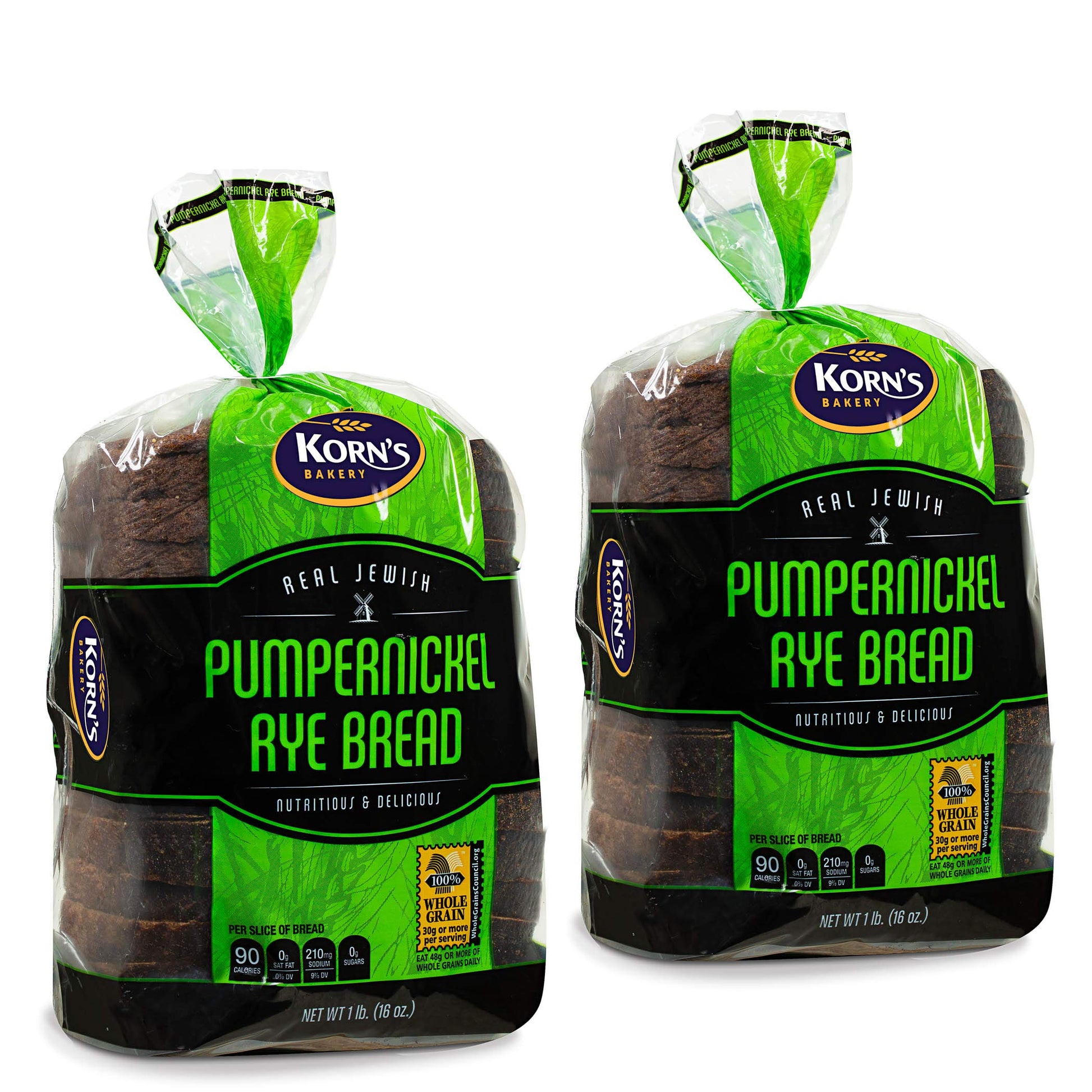 Pumpernickel Bread -2 Pack-16 Oz Per Loaf | Delicious Sandwich Bread | Kosher Bread | Fresh Bread | Dairy & Nut Free | Sterns Ba