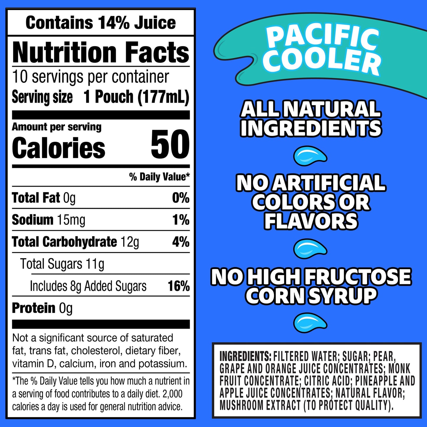 Capri Sun Pacific Cooler Mixed Fruit Naturally Flavored Kids Juice Drink Blend (10 ct Box, 6 fl oz Pouches)