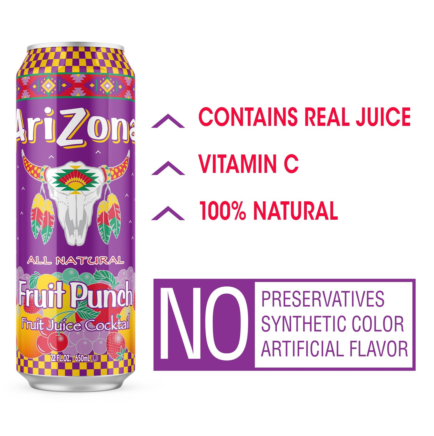 AriZona Fruit Punch - Big Can, 22 Fl Oz (Pack of 24)