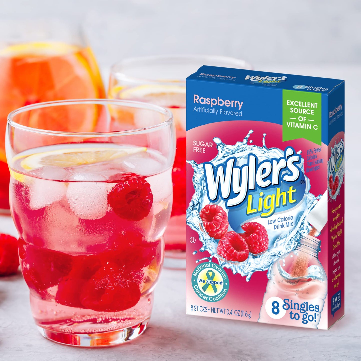 Wylers Cool Raspberry Singles to Go - 3 Boxes - 8 Packets Each