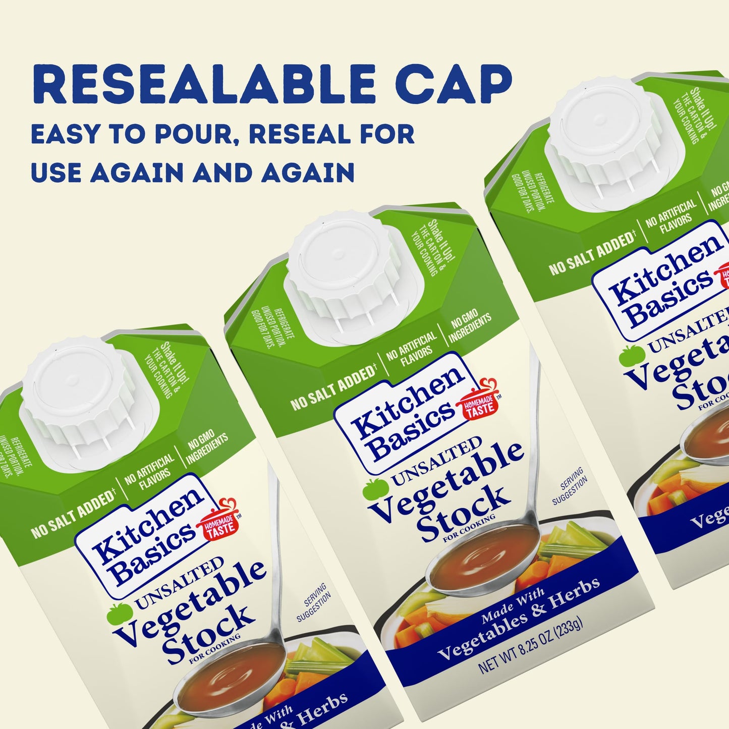 Kitchen Basics Unsalted Vegetable Stock, 8.25 oz Carton, Pack of 12, Model 611443320282