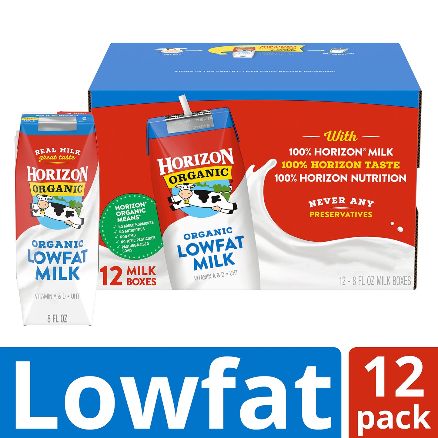 Horizon Organic Shelf-Stable 1% Low Fat Milk Boxes, 8 oz., 12 Pack