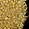 Gold Sprinkles for Cake Decorating, 4.6 oz Edible Pearls Rods Sugar Sprinkles for Baking Cupcake Cookies Ice Cream