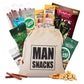 ManSnacks Deluxe Jerky & Nuts Gift Basket - 28 pc Variety of Beef Jerky, Cheese Stick, Nuts in Manly Gift Bag