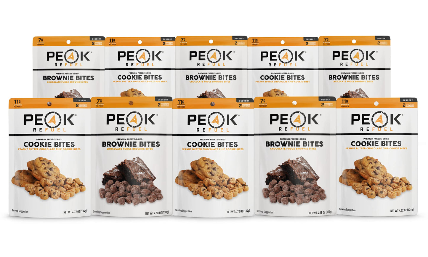 Peak Refuel Dessert Bites | Peanut Butter Chocolate Chip Cookies | Fudge Brownies | Freeze Dried Backpacking And Camping Food | 