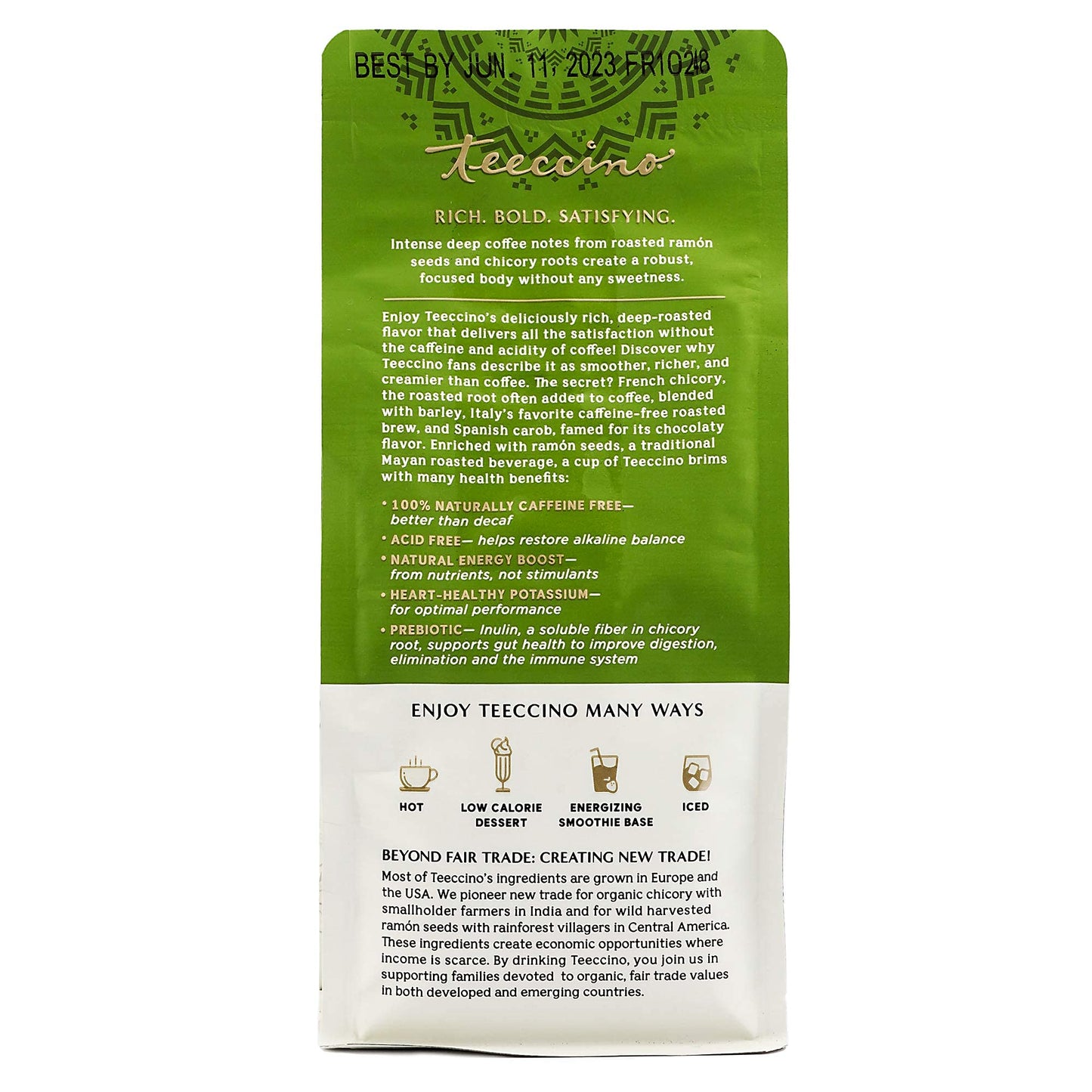 Teeccino French Roast Chicory Coffee Alternative, 11 Ounce, Caffeine-Free, Dark Roast, Model VLX-618