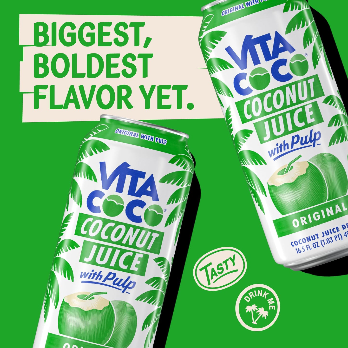 Vita Coco Coconut Juice with Pulp, Natural Electrolytes, 16.9 oz Can, Pack of 12