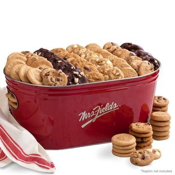 Mrs. Fields - Nut Free Signature Heritage Cookie Tub, Assorted with 144 Nibblers Bite-Sized Nut Free Cookies in our 3 Signature 