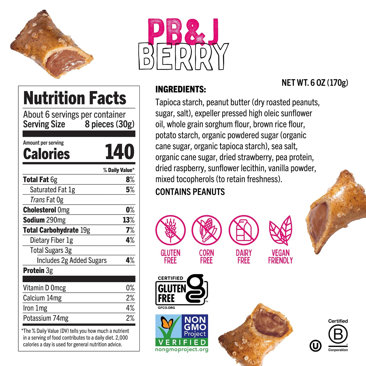 Quinn Gluten Free PB&J Pretzel Nuggets, Vegan, Non-GMO, 24 oz (Pack of 4)
