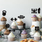 Ercadio 24 Pack Gym Workout Cupcake Toppers Glitter Biceps Dumbbells Kettlebells Abodominal Stay Strong Bodybuilding Cupcake Pic