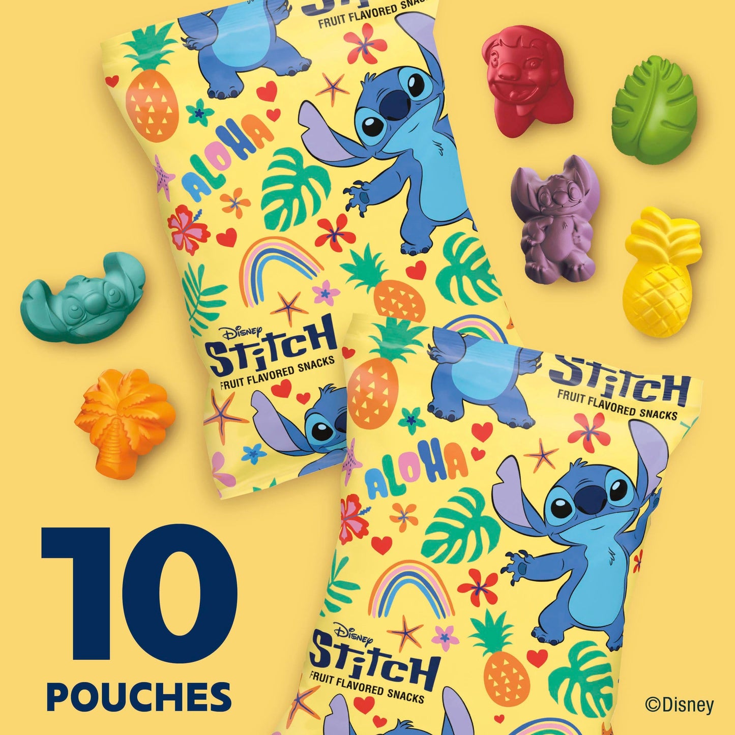 Disney Stitch Fruit Flavored Snacks  Fat Free and Gluten Free Snacks  8 oz (10 Pouches)