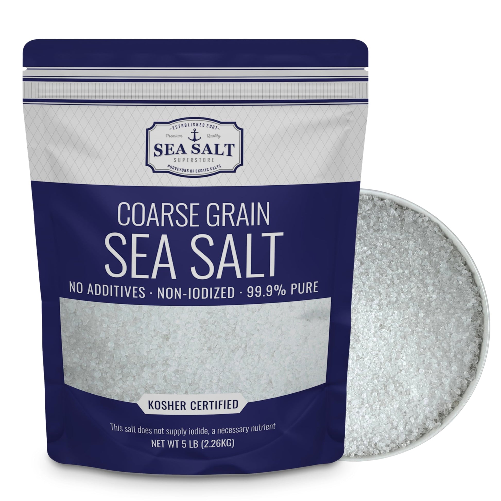 Coarse Sea Salt for Grinder Refill, Coarse Grain Kosher Salt, Non-Iodized Coarse Salt for Cooking, Mineral-Rich Unrefined Baja S