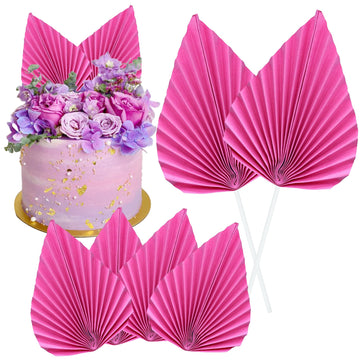 Gyufise 6Pcs Paper Palm Fan Cake Topper Palm Spear Leaves Fan Cake Pick Decoration for DIY Craft Project Home Made Wedding Brida