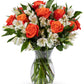 Benchmark Bouquets - Dazzling Roses & Alstroemeria (Glass Vase Included) - Fresh Flowers for Delivery - Gift for Graduation, Bir