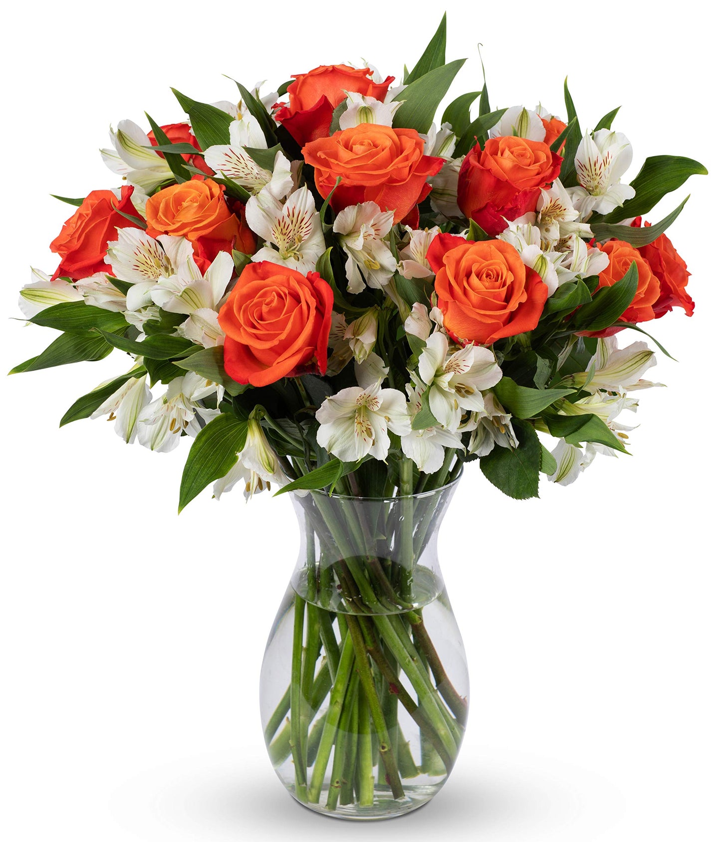 Benchmark Bouquets - Dazzling Roses & Alstroemeria (Glass Vase Included) - Fresh Flowers for Delivery - Gift for Graduation, Bir