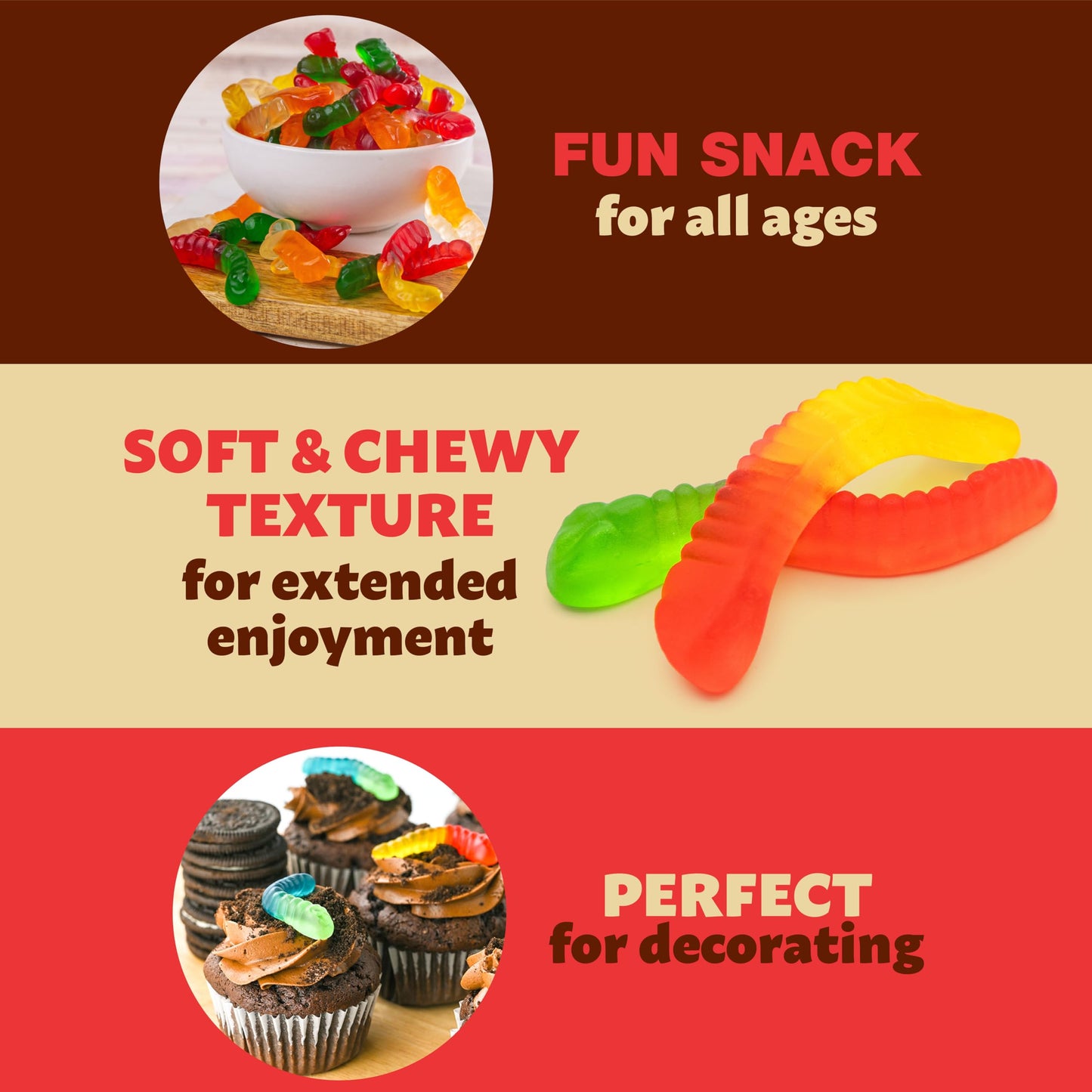 Gummy Worms | 2 Pound Bag | Gummy Candy Made with Real Fruit Juice | Chewy Candy in Assorted Fruit Flavors | Gummies for Buffets  Party Favors and Goody Bags