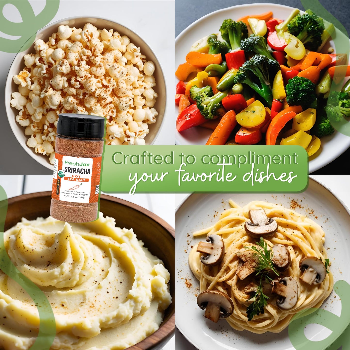 FreshJax Premium Gourmet Spices - Organic Sriracha Hot Sea Salt, 6.6 oz