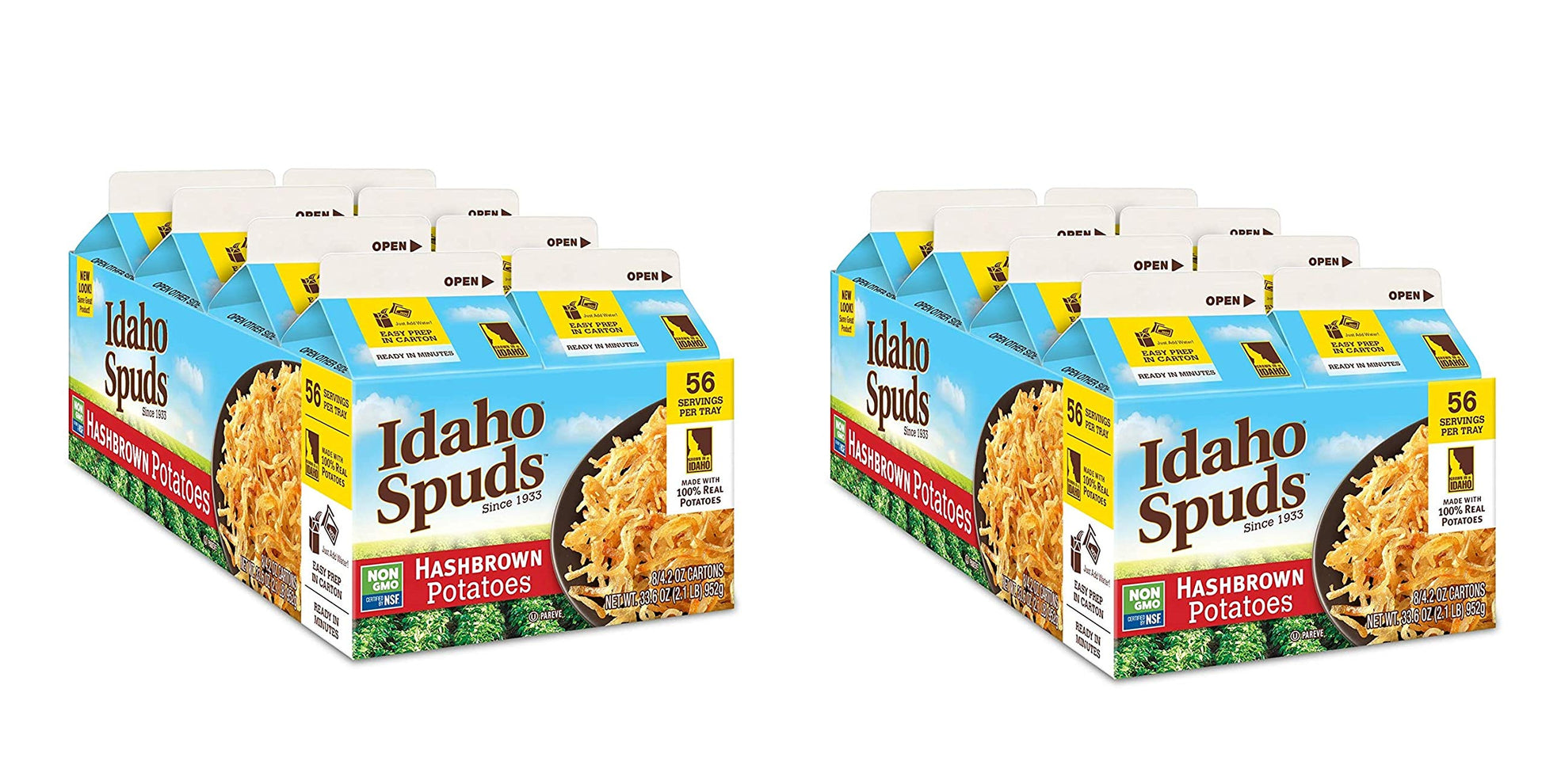 Idaho Spuds Premium Hashbrown Potatoes 4.2 oz, 8 Pack, Made from 100 Potatoes No Artificial Colors or Flavors NonGMO Certified G